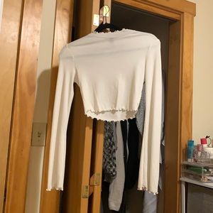 Publik White Long Sleeve Crop Top